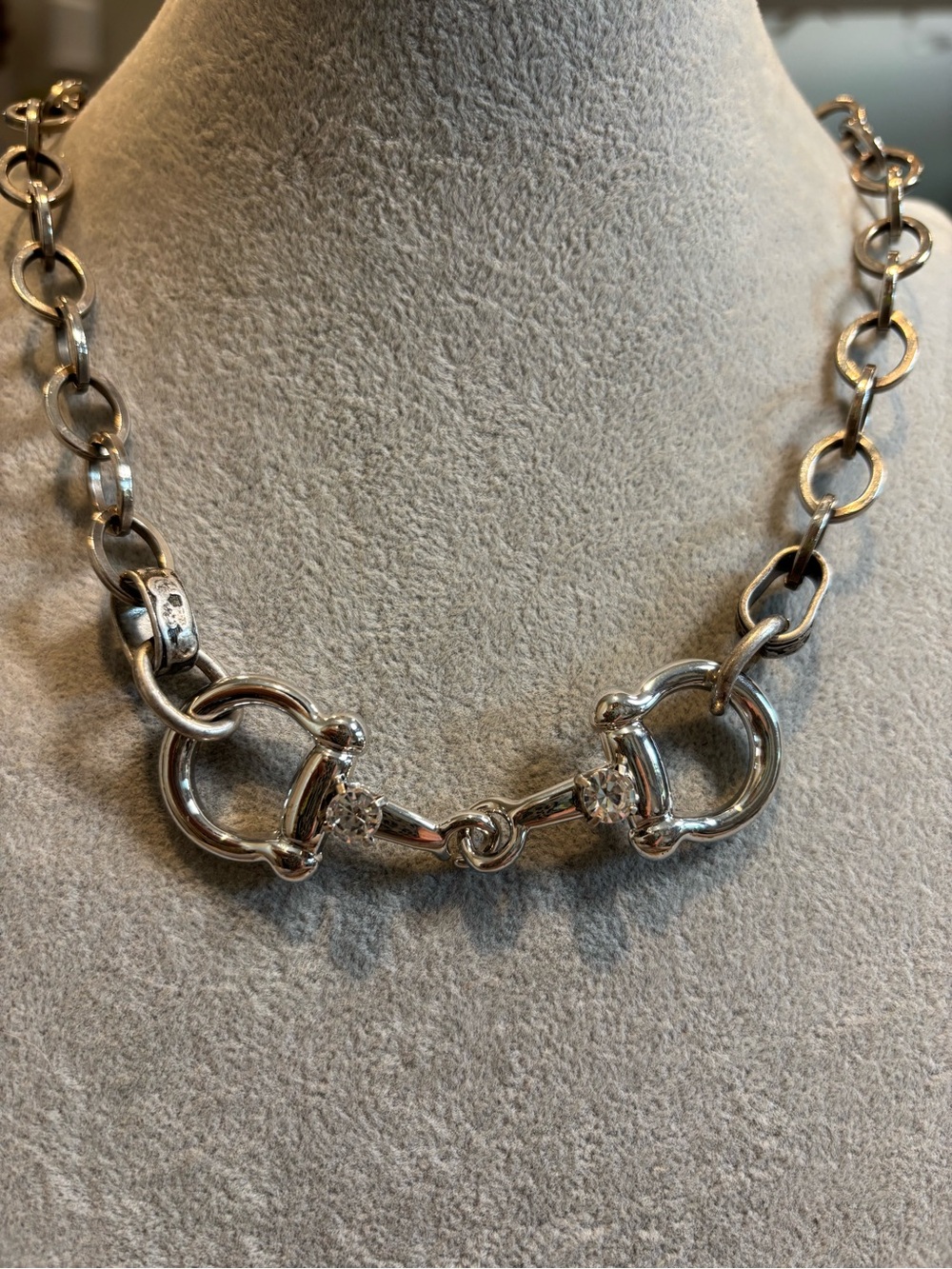 Silver Horsebit Statement Necklace - Silver